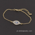 Mau-olhado frisado Hamsa pulseira strass pavimentar Link pulseira